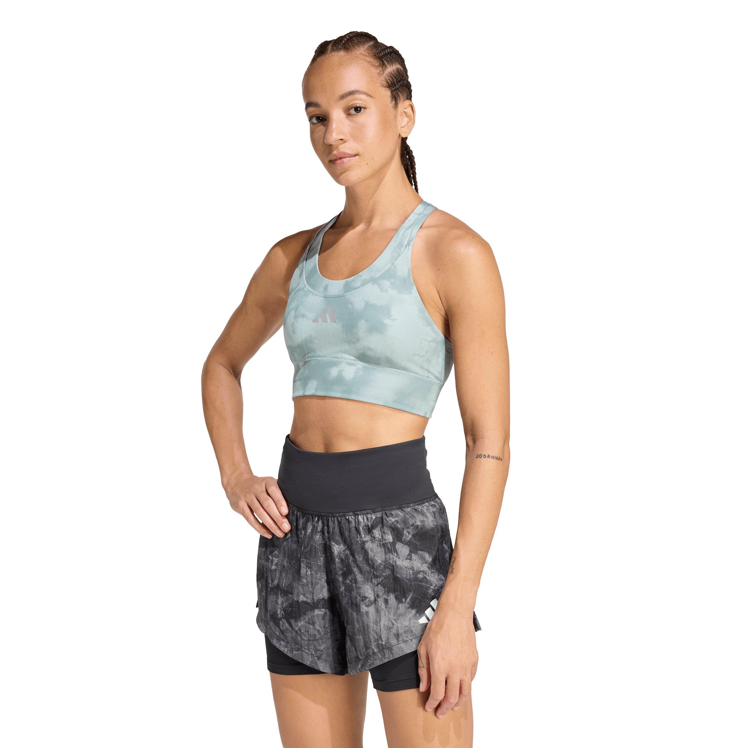 adidas Women's adi365 Running Pocket Graphic Medium Support Bra - Sage Green - SAGE GREEN